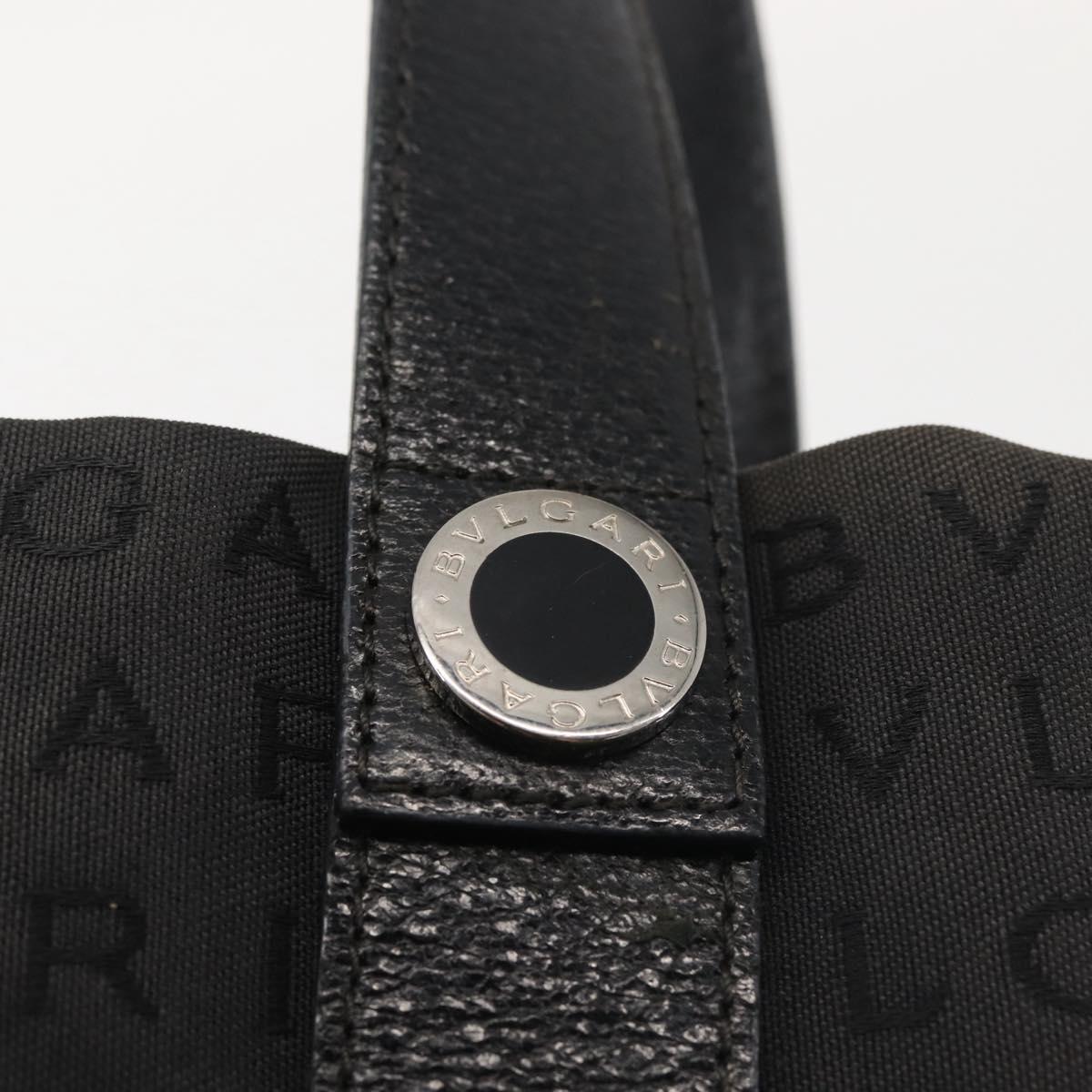 BVLGARI Logo Mania Hand Bag Canvas Black Silver Auth bs29103