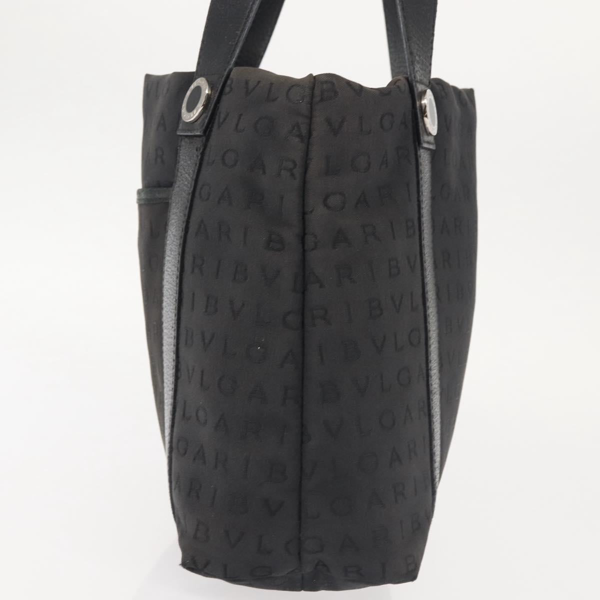 BVLGARI Logo Mania Hand Bag Canvas Black Silver Auth bs29103