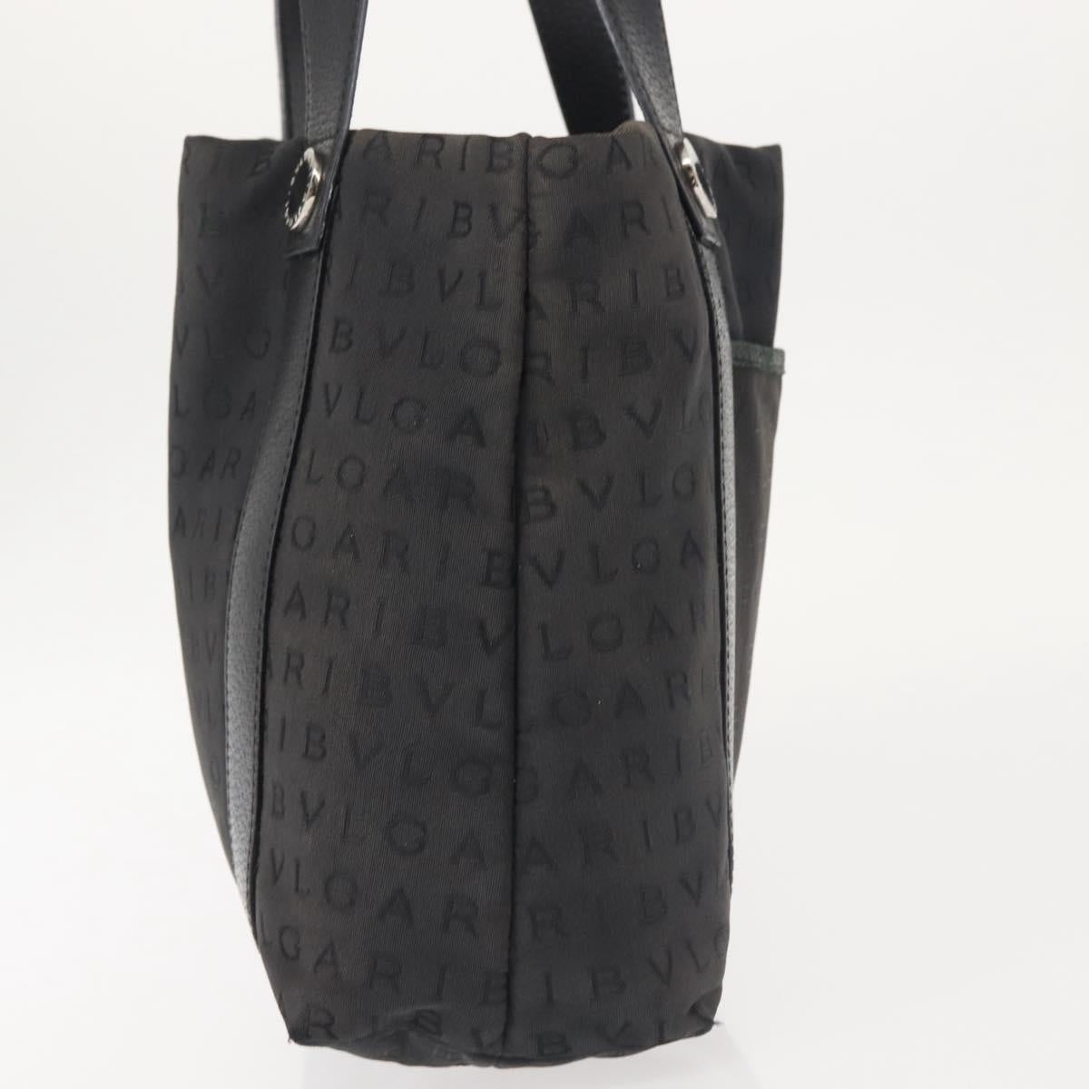 BVLGARI Logo Mania Hand Bag Canvas Black Silver Auth bs29103