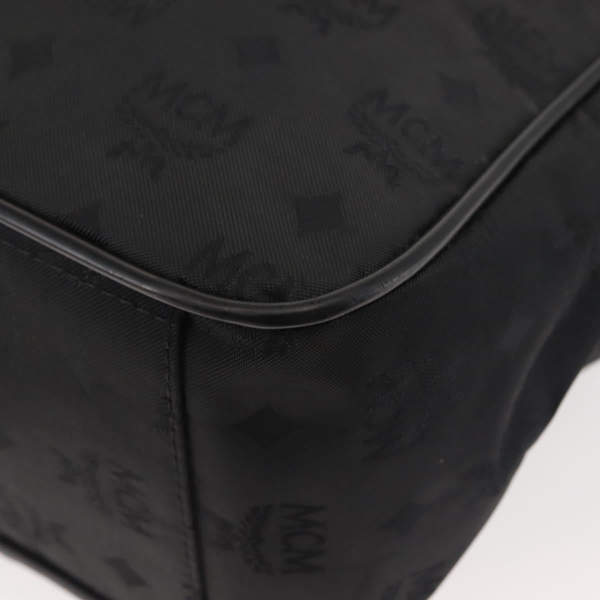 MCM Logogram Vicetos Chain Tote Bag PVC Black Gold Auth bs29106