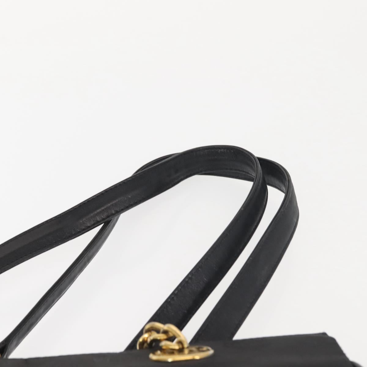 MCM Logogram Vicetos Chain Tote Bag PVC Black Gold Auth bs29106