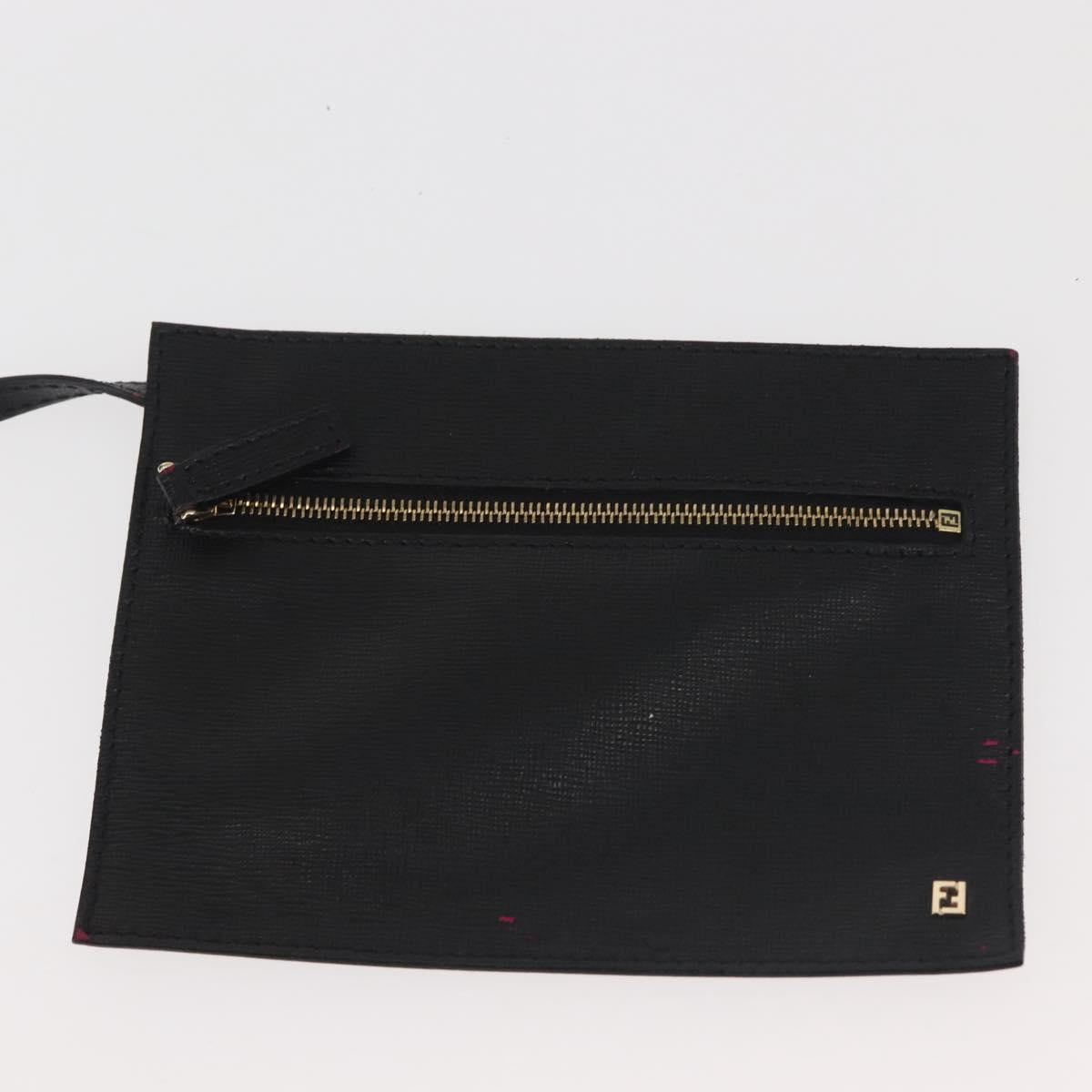 FENDI Tote Bag Leather Black Gold Auth bs29107