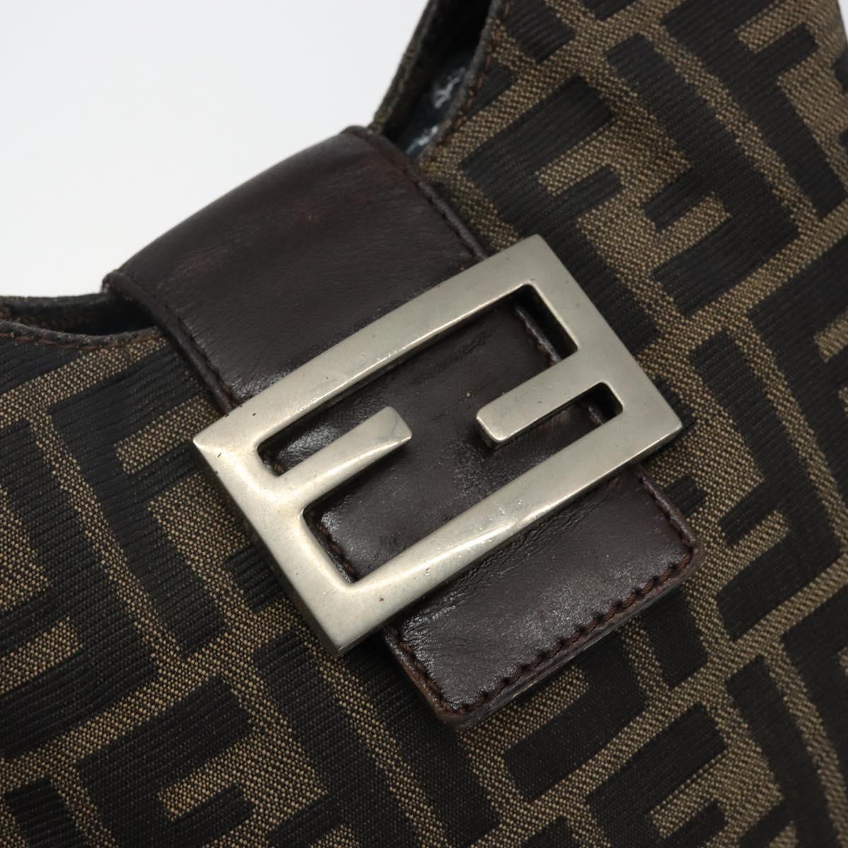 FENDI Zucca Canvas Mamma Baguette Shoulder Bag Black Brown Auth bs29108