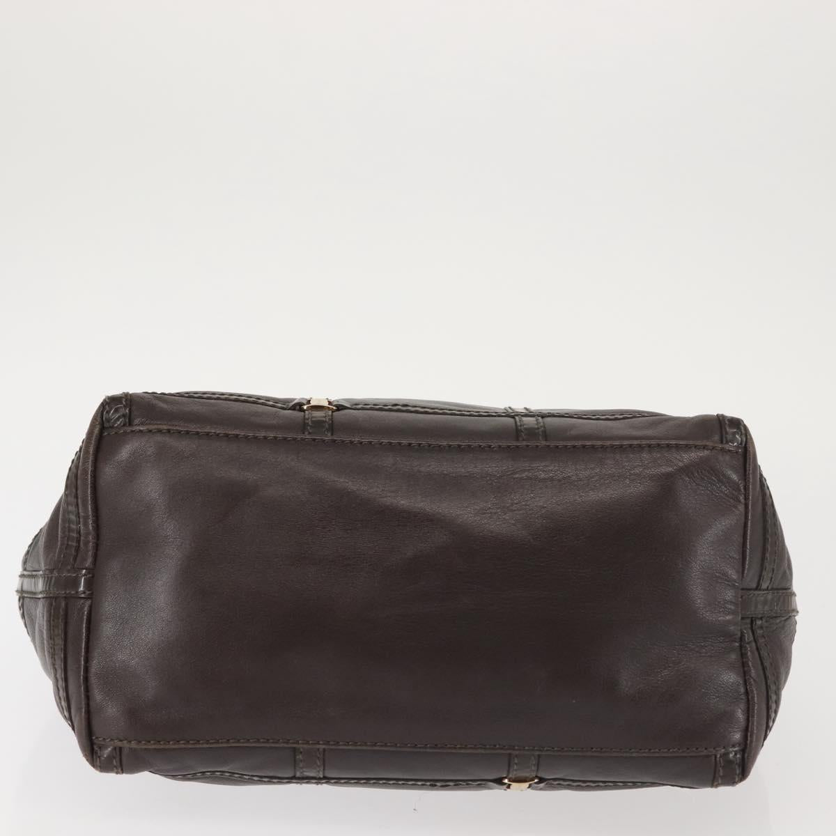 Salvatore Ferragamo Chain Vala Shoulder Bag Leather Brown Gold Auth bs29113