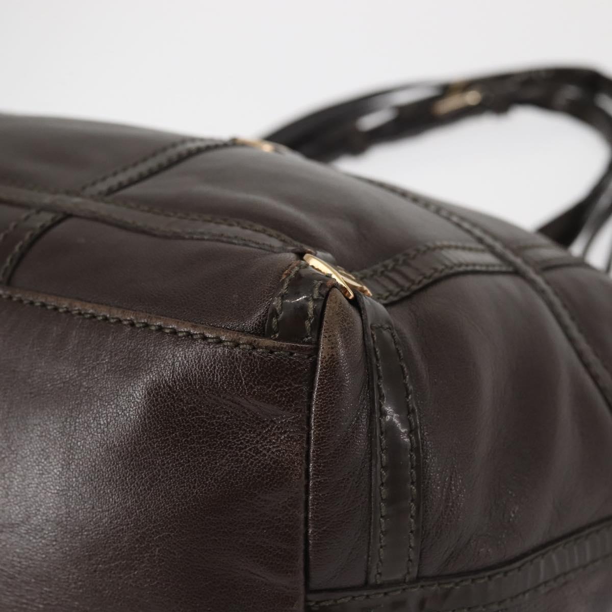 Salvatore Ferragamo Chain Vala Shoulder Bag Leather Brown Gold Auth bs29113