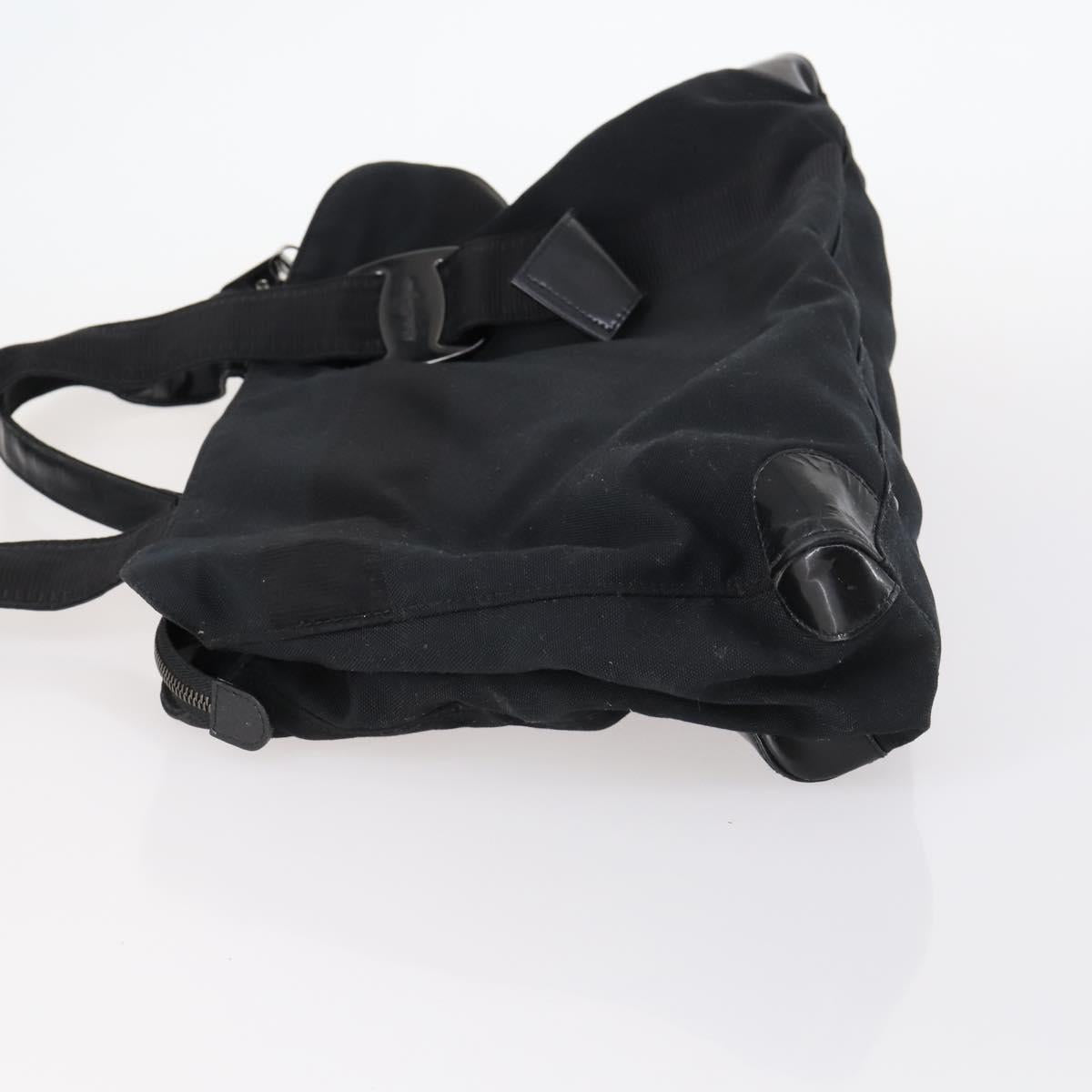 Salvatore Ferragamo Vala Tote Bag Canvas Black Silver Auth bs29114