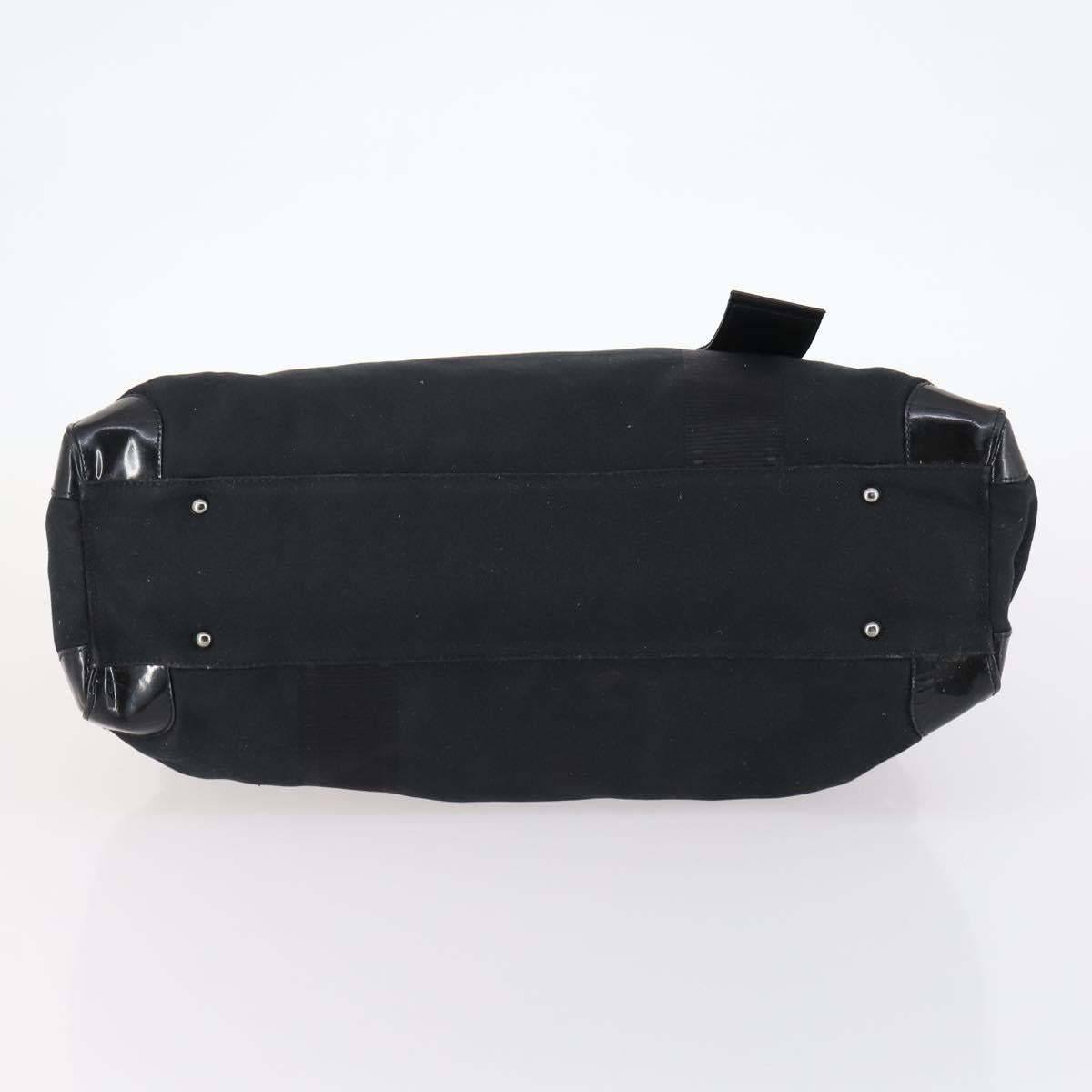 Salvatore Ferragamo Vala Tote Bag Canvas Black Silver Auth bs29114