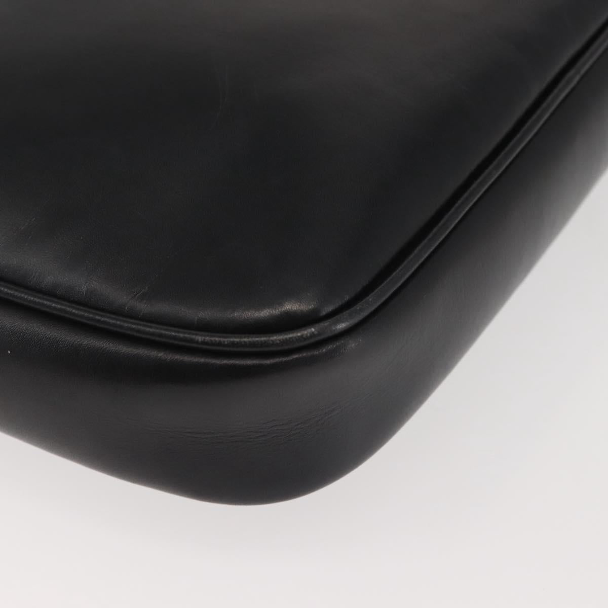 Salvatore Ferragamo Shoulder Bag Leather Black Gold Auth bs29115