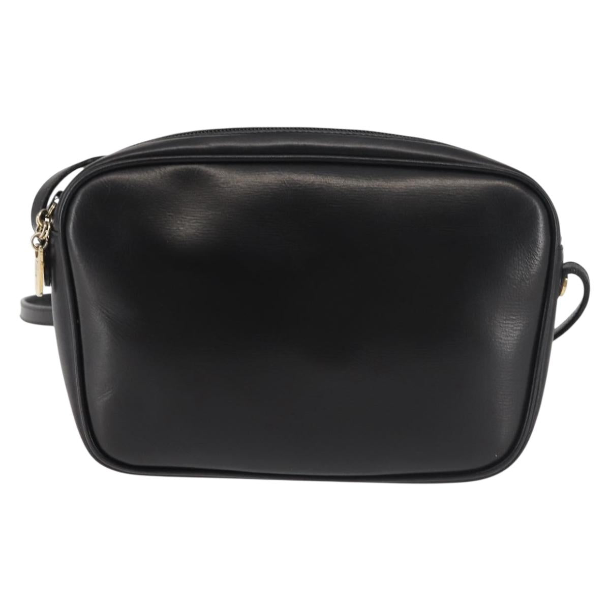 Salvatore Ferragamo Shoulder Bag Leather Black Gold Auth bs29115