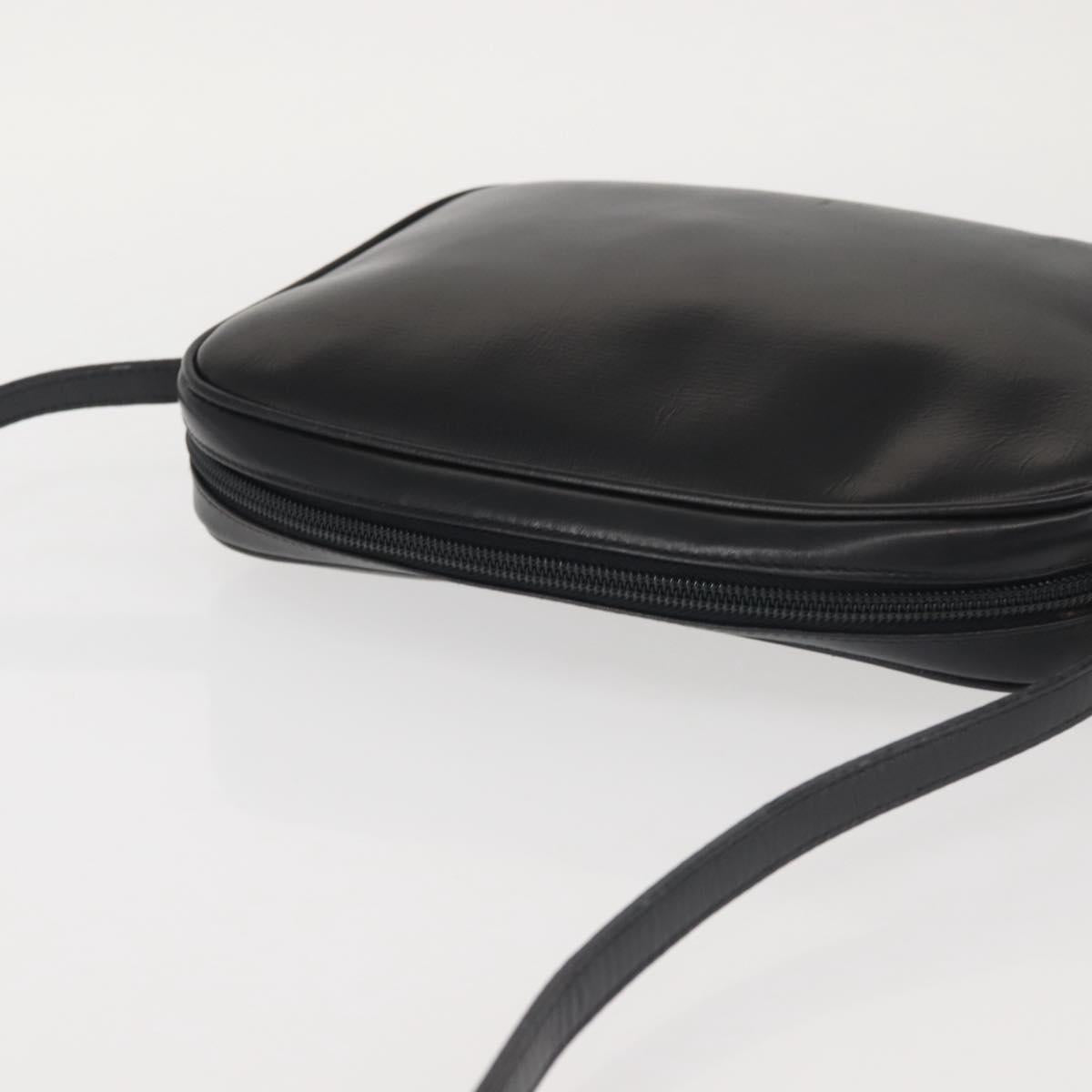 Salvatore Ferragamo Shoulder Bag Leather Black Gold Auth bs29115