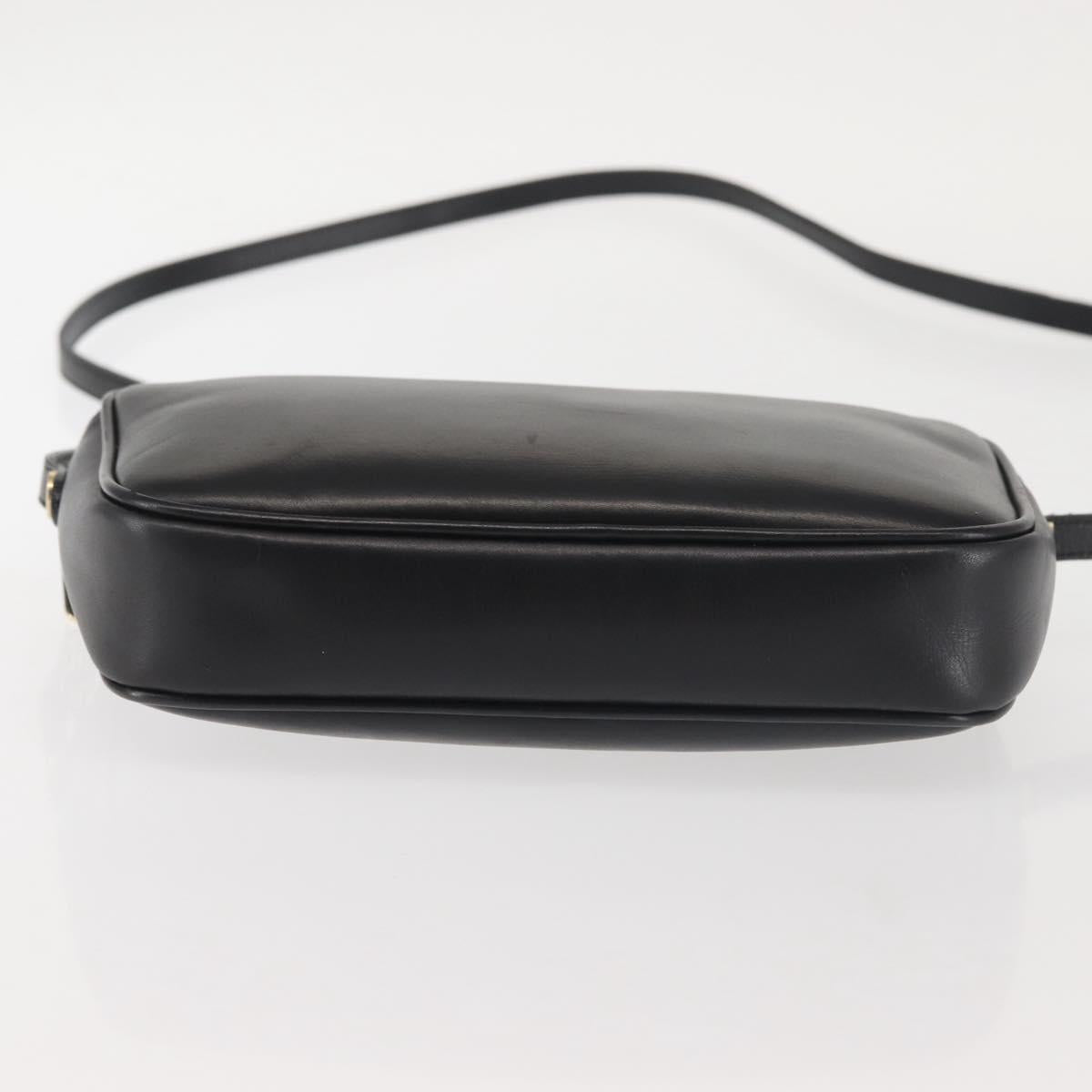 Salvatore Ferragamo Shoulder Bag Leather Black Gold Auth bs29115