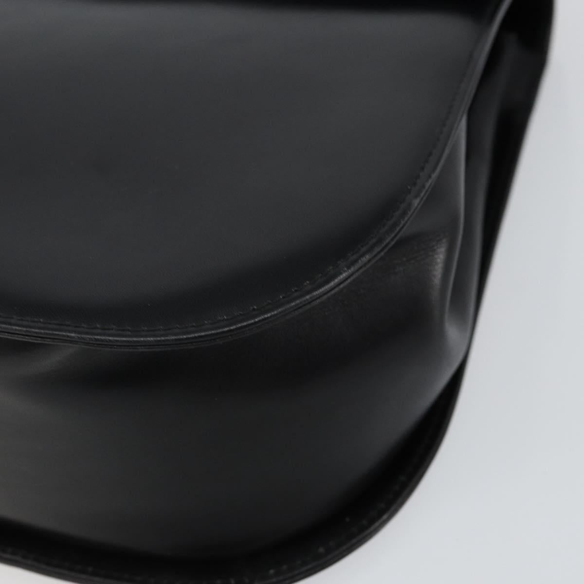 Salvatore Ferragamo Gancini Shoulder Bag Leather Black Gold Auth bs29116