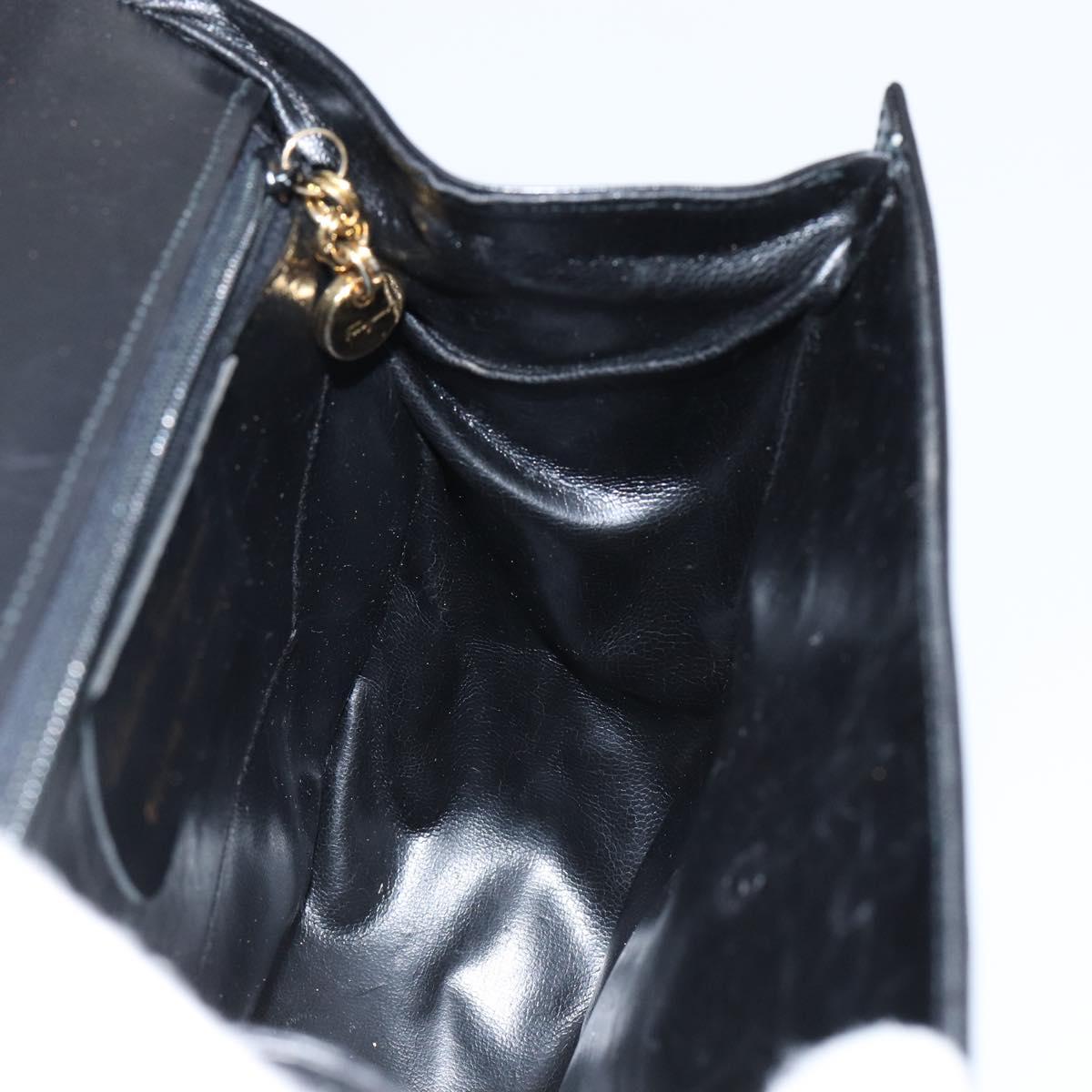 Salvatore Ferragamo Gancini Shoulder Bag Leather Black Gold Auth bs29116