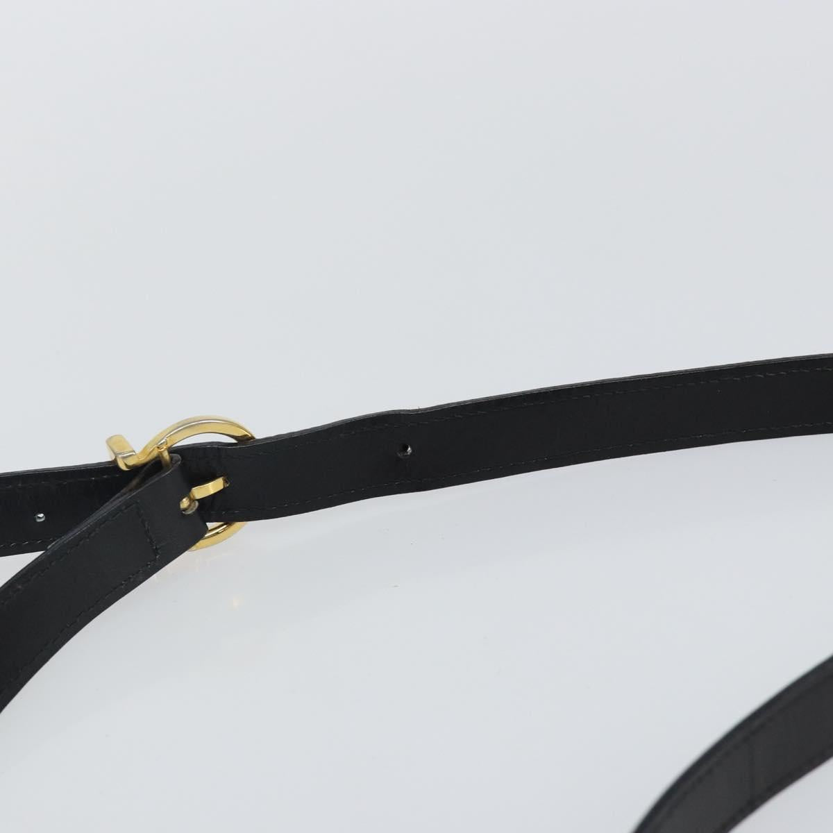 Salvatore Ferragamo Gancini Shoulder Bag Leather Black Gold Auth bs29116
