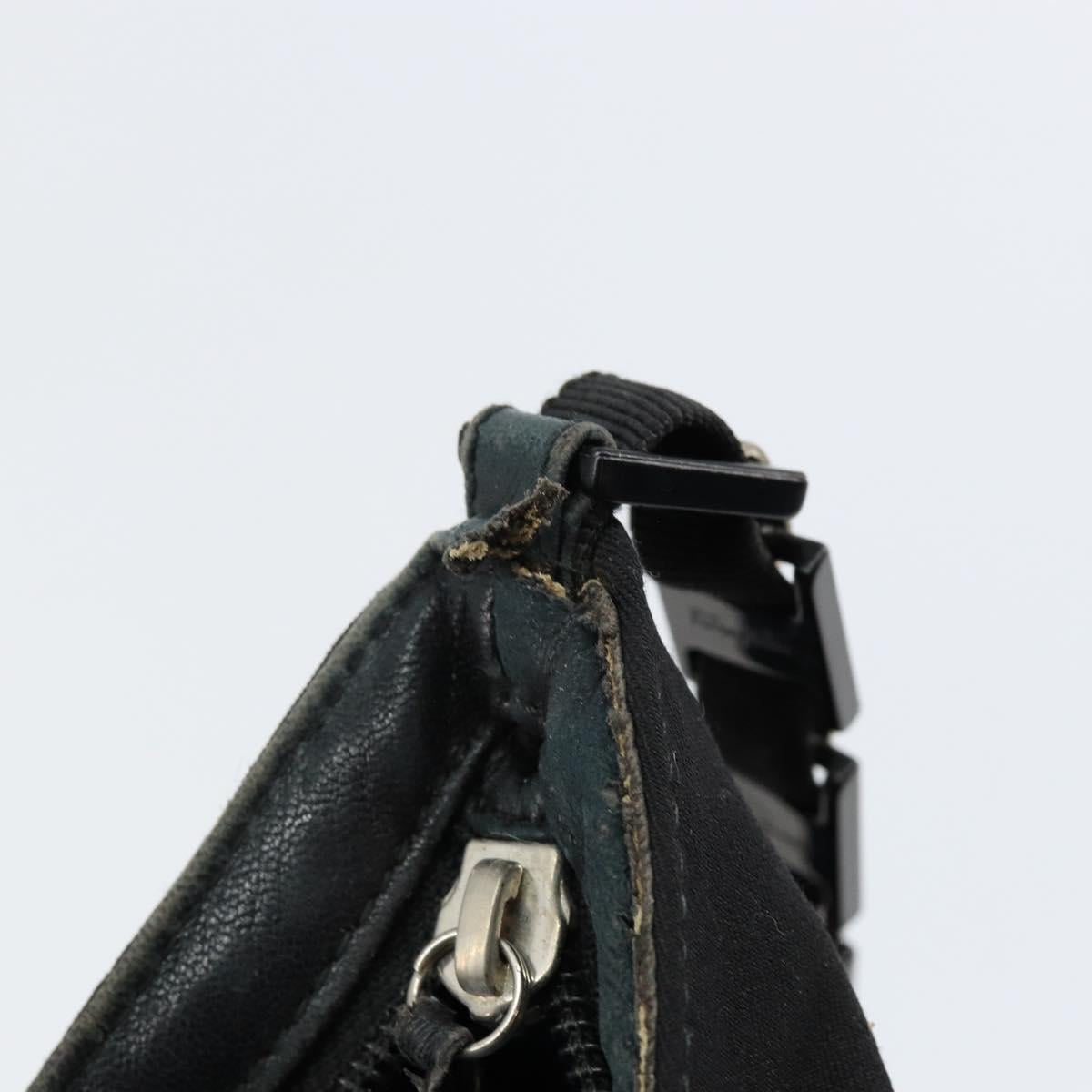 Salvatore Ferragamo Vala Chain Shoulder Bag Canvas Black Auth bs29117