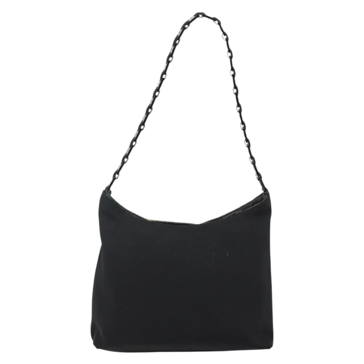Salvatore Ferragamo Vala Chain Shoulder Bag Canvas Black Auth bs29117