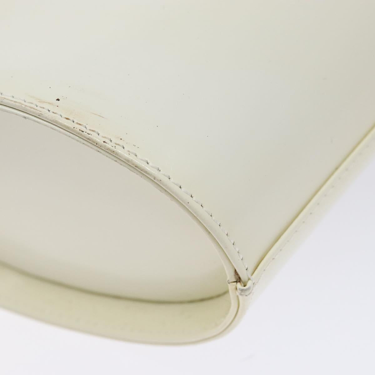Salvatore Ferragamo Vala Hand Bag Enamel White Gold Auth bs29118