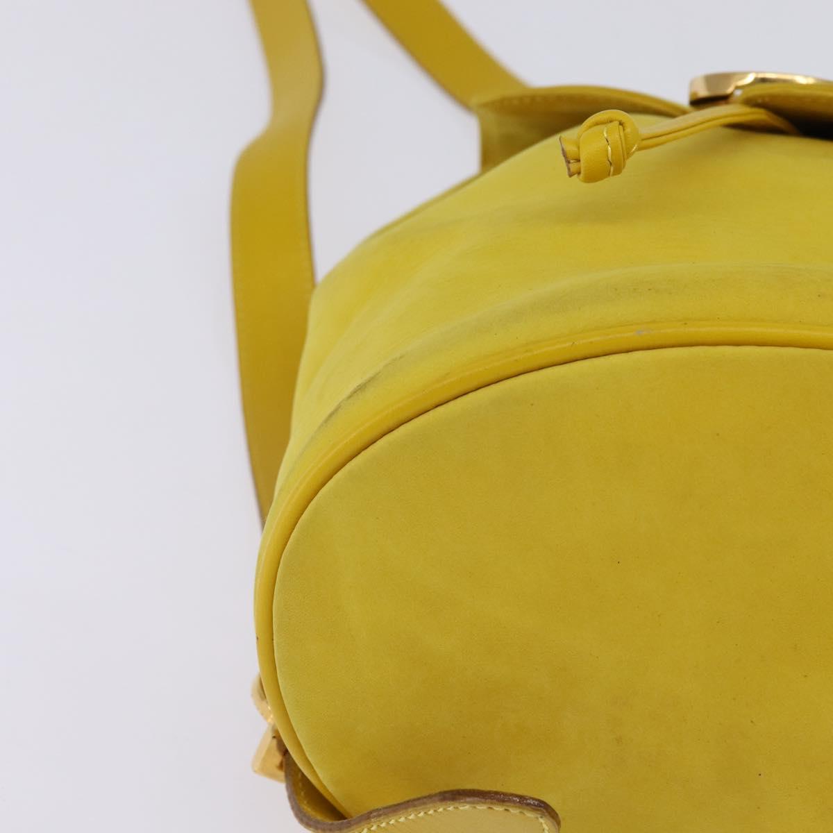 Salvatore Ferragamo Gancini Backpack Suede Yellow Gold Auth bs29119