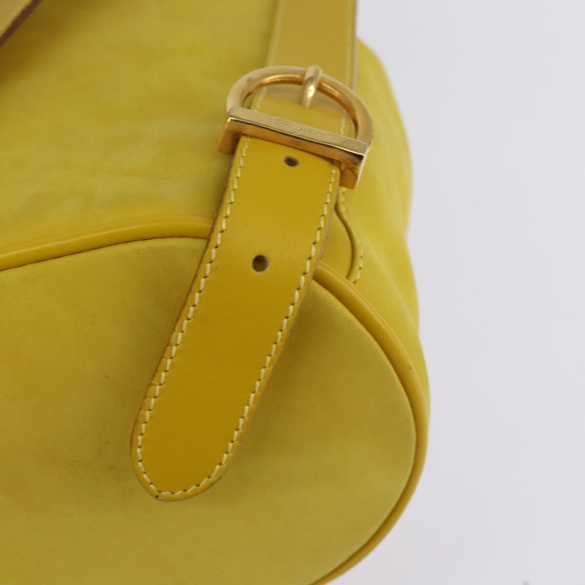 Salvatore Ferragamo Gancini Backpack Suede Yellow Gold Auth bs29119