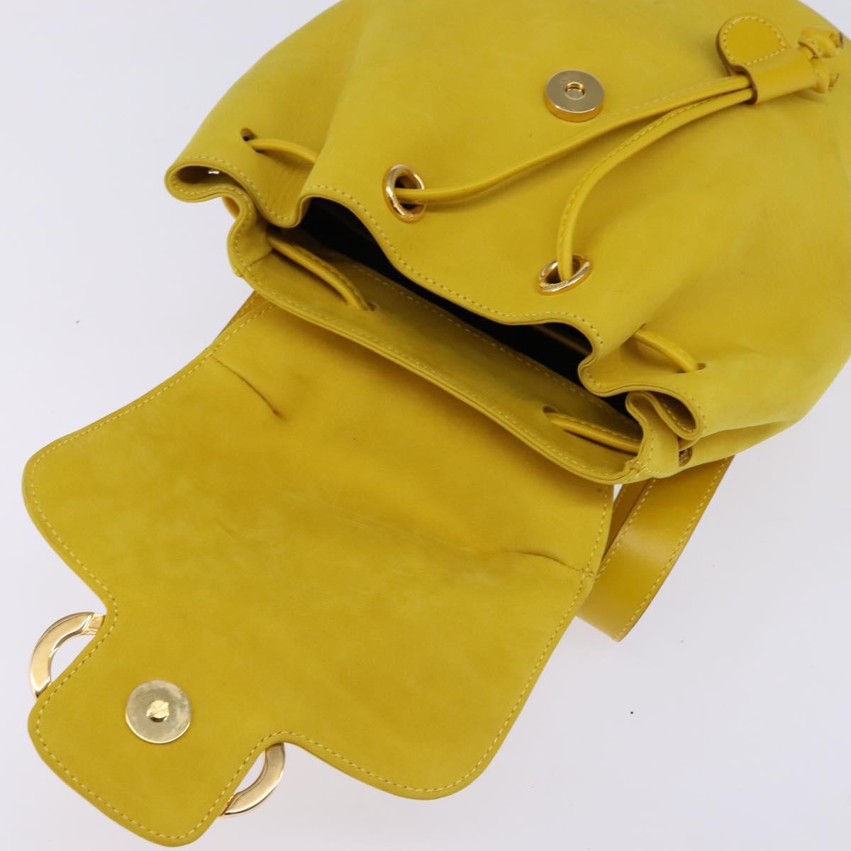 Salvatore Ferragamo Gancini Backpack Suede Yellow Gold Auth bs29119