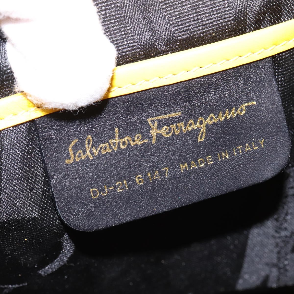 Salvatore Ferragamo Gancini Backpack Suede Yellow Gold Auth bs29119