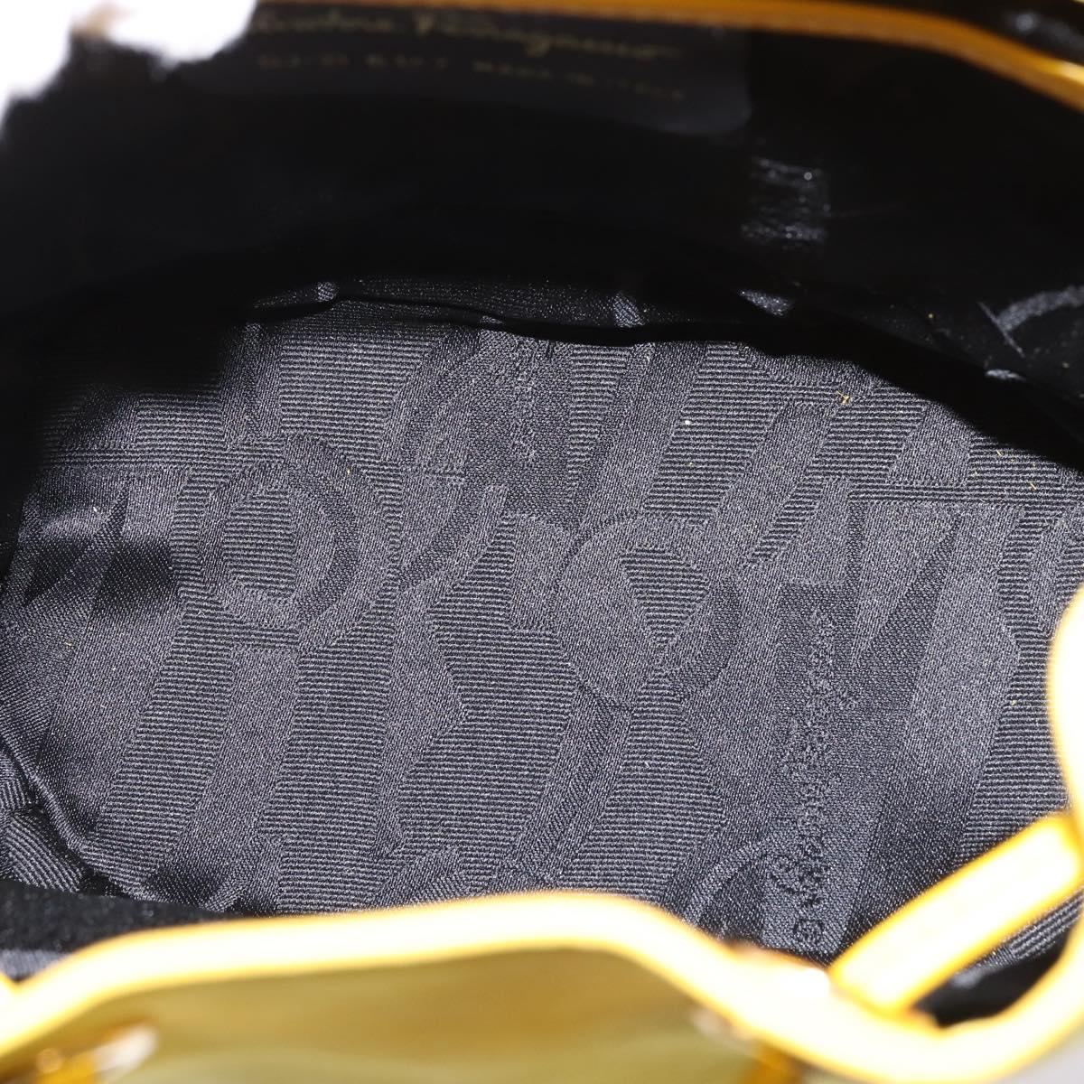 Salvatore Ferragamo Gancini Backpack Suede Yellow Gold Auth bs29119