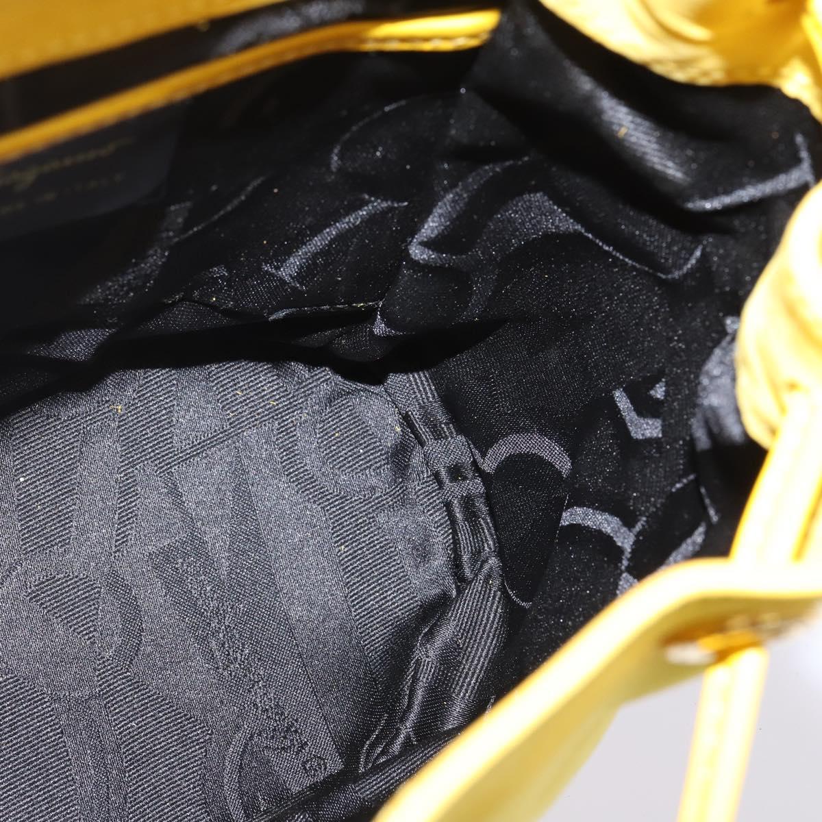 Salvatore Ferragamo Gancini Backpack Suede Yellow Gold Auth bs29119