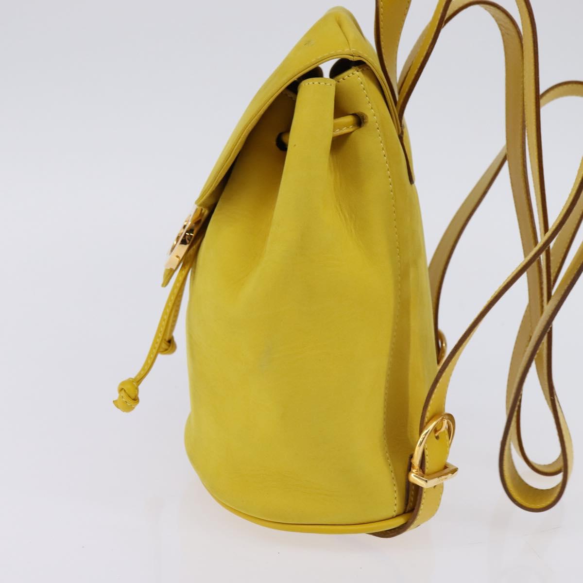 Salvatore Ferragamo Gancini Backpack Suede Yellow Gold Auth bs29119
