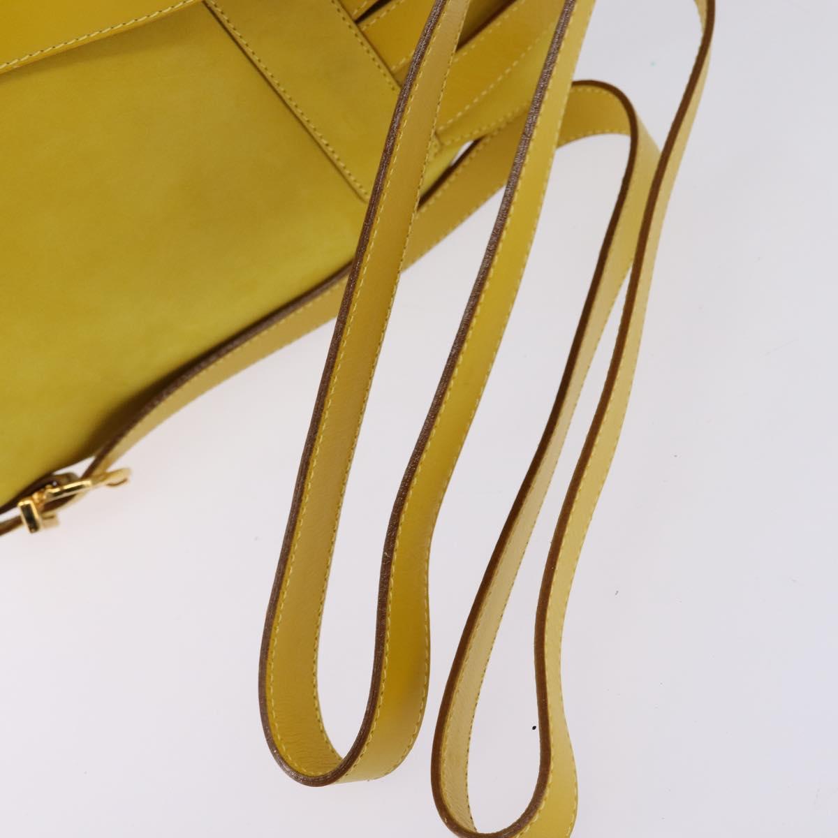 Salvatore Ferragamo Gancini Backpack Suede Yellow Gold Auth bs29119