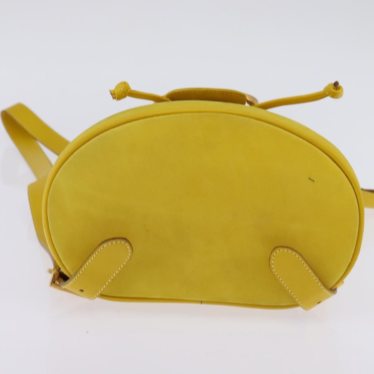 Salvatore Ferragamo Gancini Backpack Suede Yellow Gold Auth bs29119