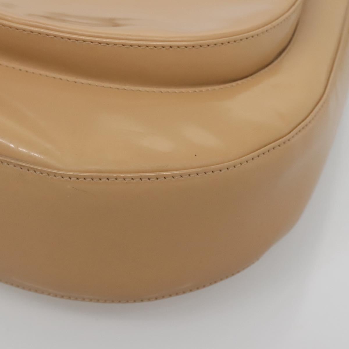 Salvatore Ferragamo Shoulder Bag Enamel Beige Silver Auth bs29120