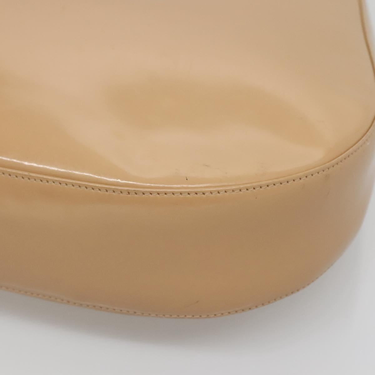 Salvatore Ferragamo Shoulder Bag Enamel Beige Silver Auth bs29120