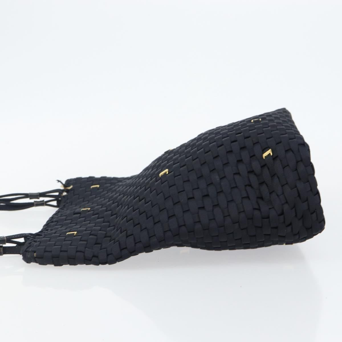 Salvatore Ferragamo Vala Shoulder Bag Nylon Black Gold Auth bs29122