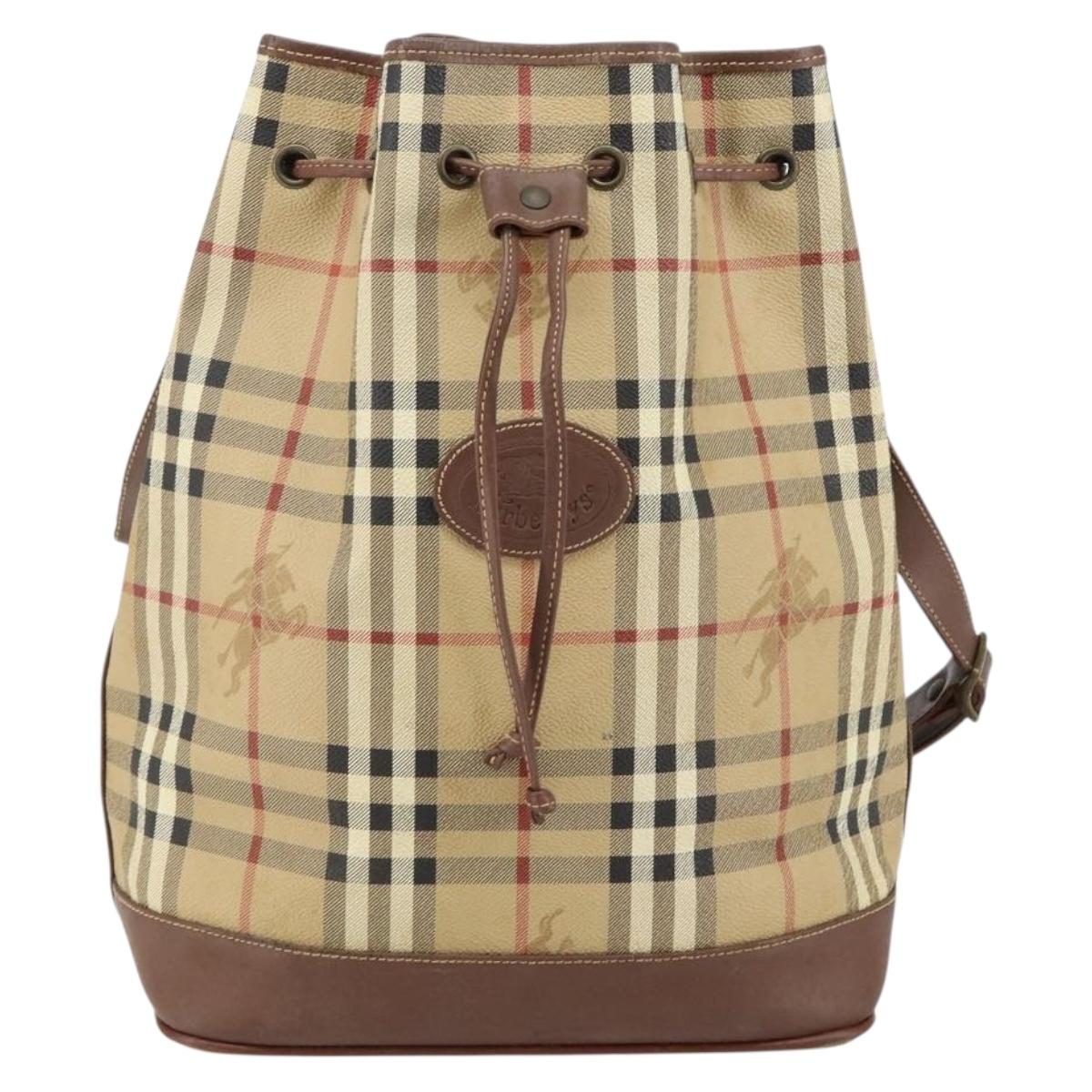 Burberrys Nova Check Shoulder Bag PVC Beige Gold Auth bs29124