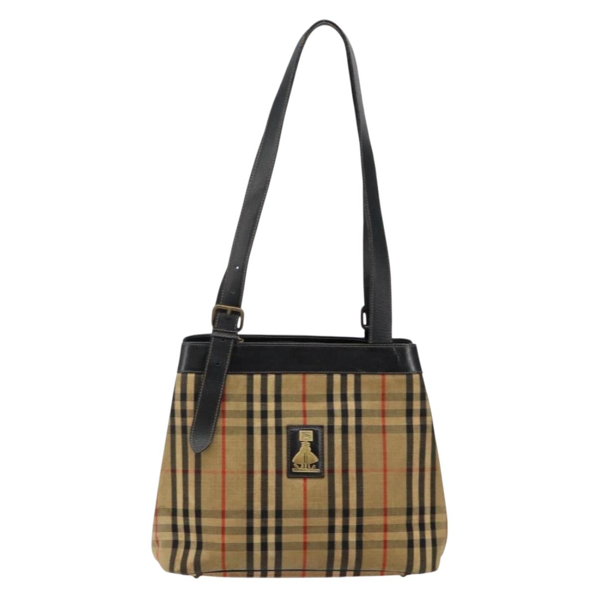 Burberrys Nova Check Tote Bag Canvas Beige Auth bs29130