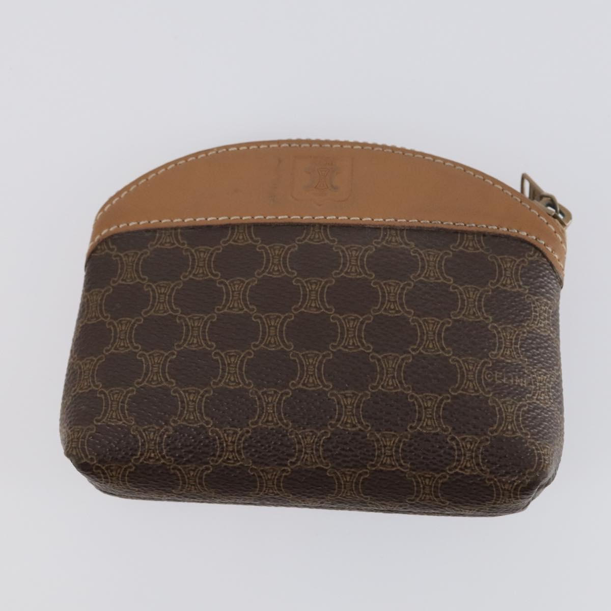 CELINE Macadam Canvas Clutch Bag PVC 4Set Brown Beige Auth bs29137