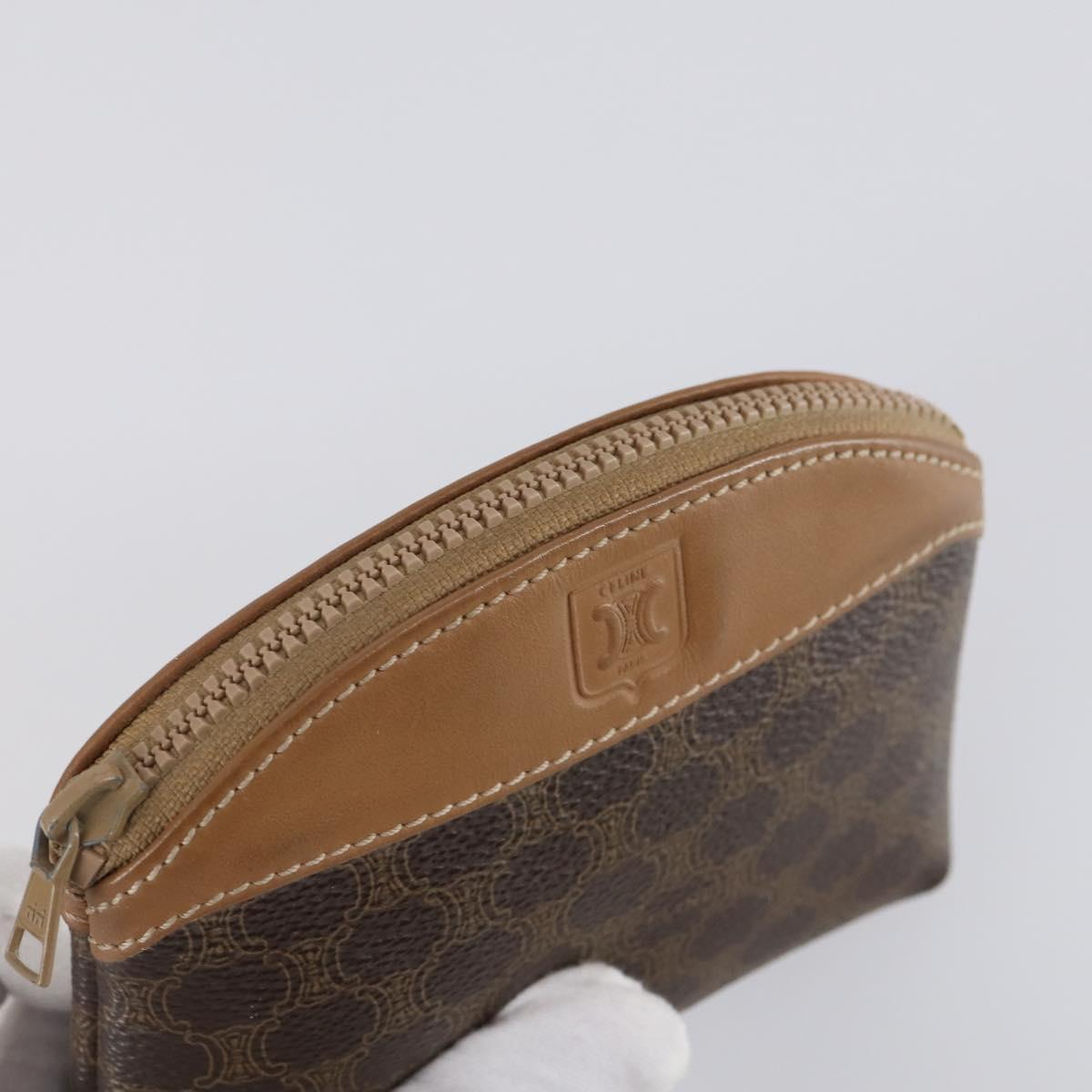 CELINE Macadam Canvas Clutch Bag PVC 4Set Brown Beige Auth bs29137