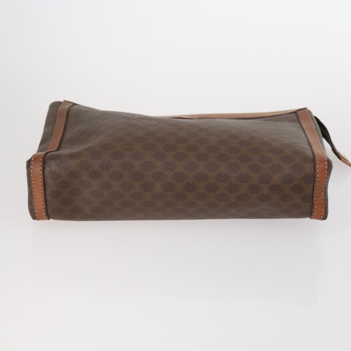 CELINE Macadam Canvas Clutch Bag PVC 4Set Brown Beige Auth bs29137