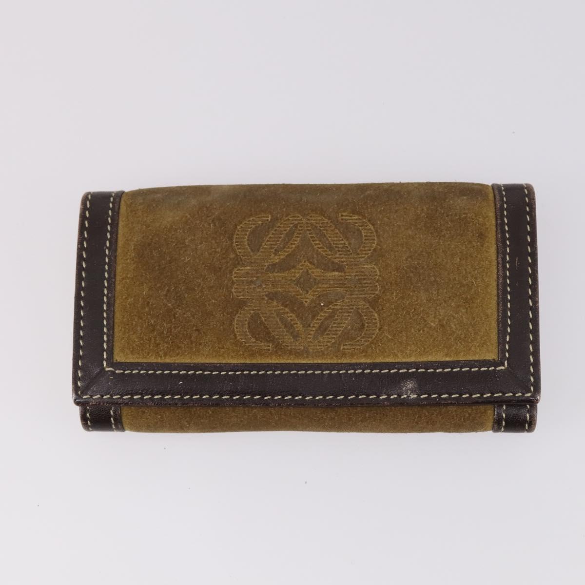 LOEWE Anagram Wallet Leather 4Set Brown Black beige Auth bs29140