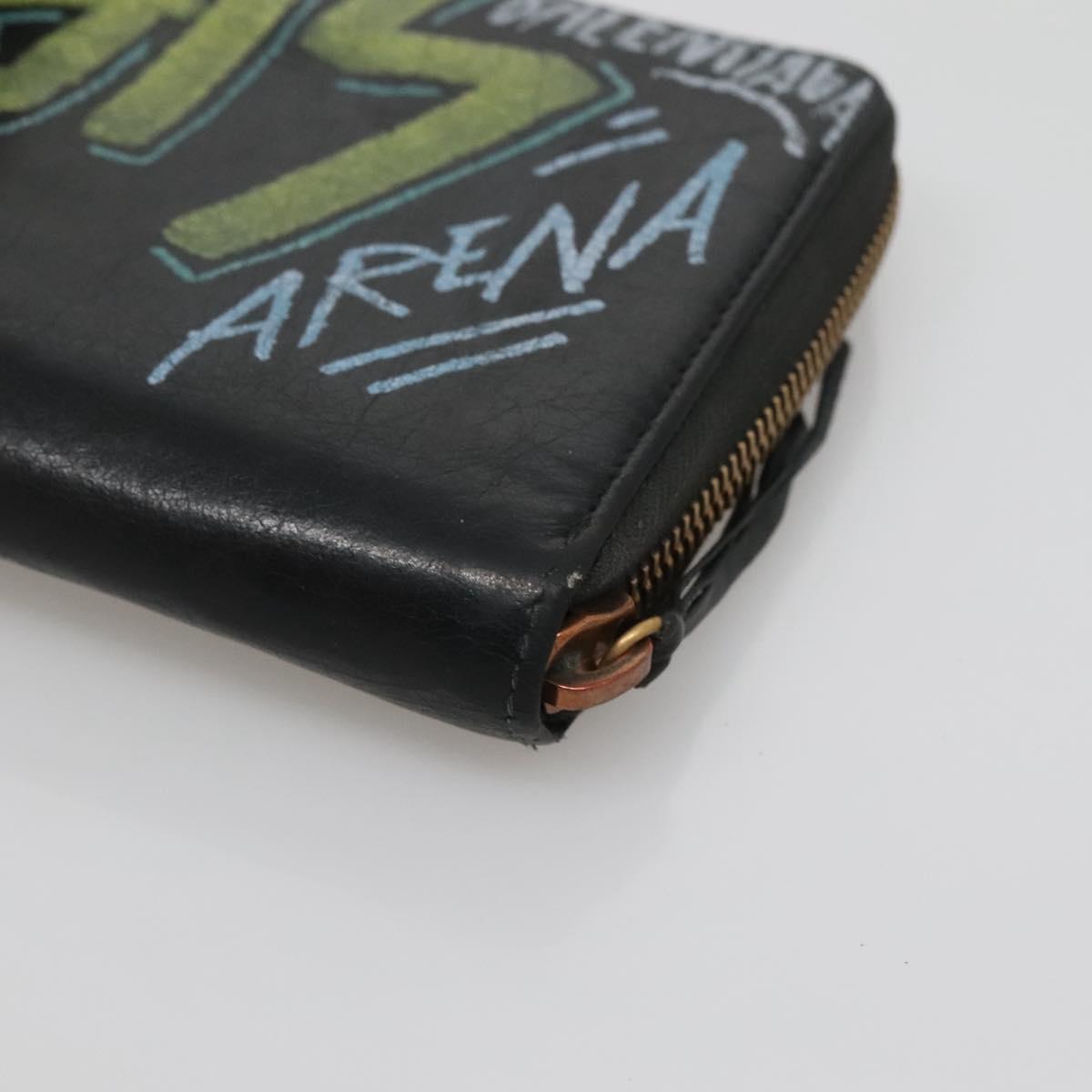 BALENCIAGA Wallet Leather Black Gold 253036 Auth bs29147