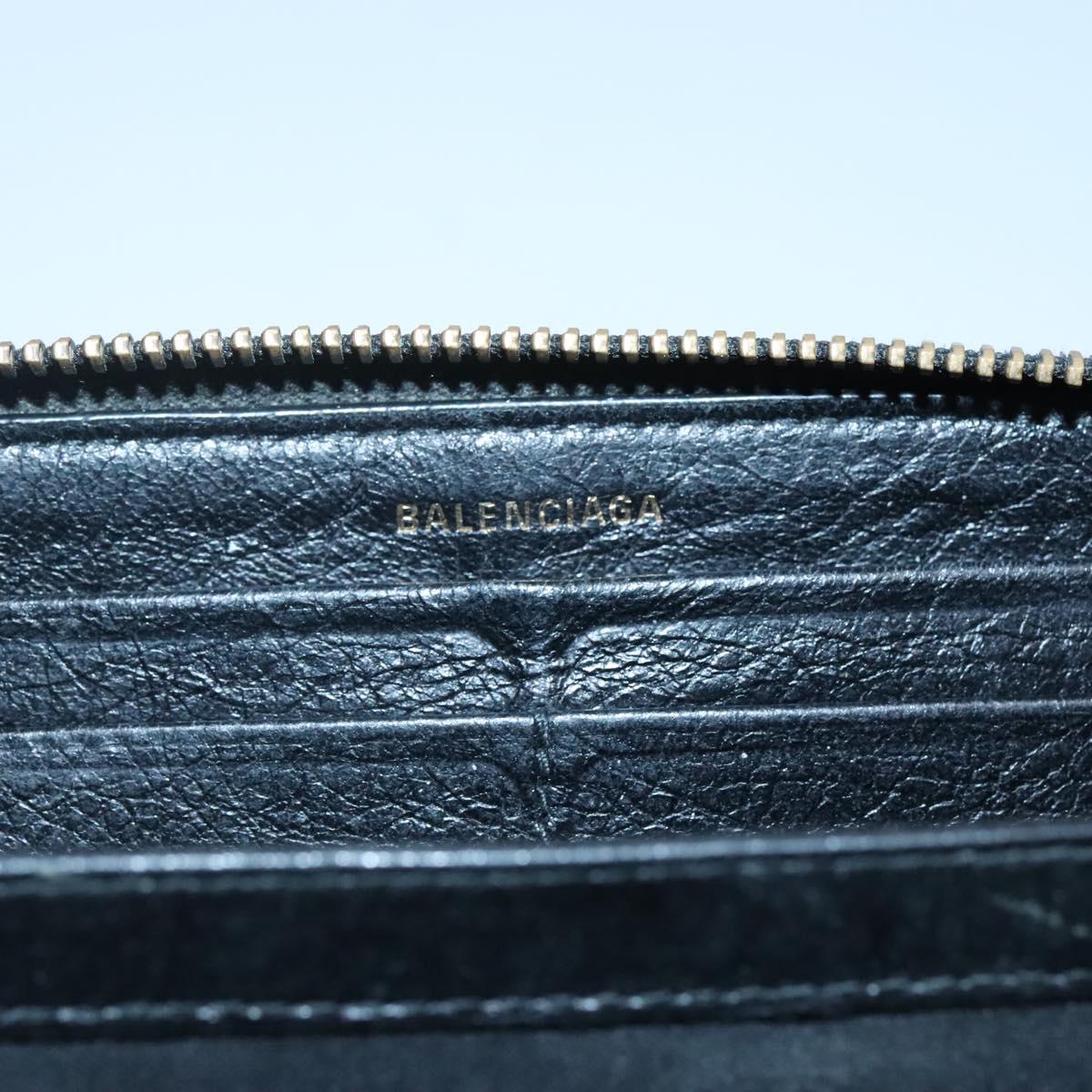 BALENCIAGA Wallet Leather Black Gold 253036 Auth bs29147