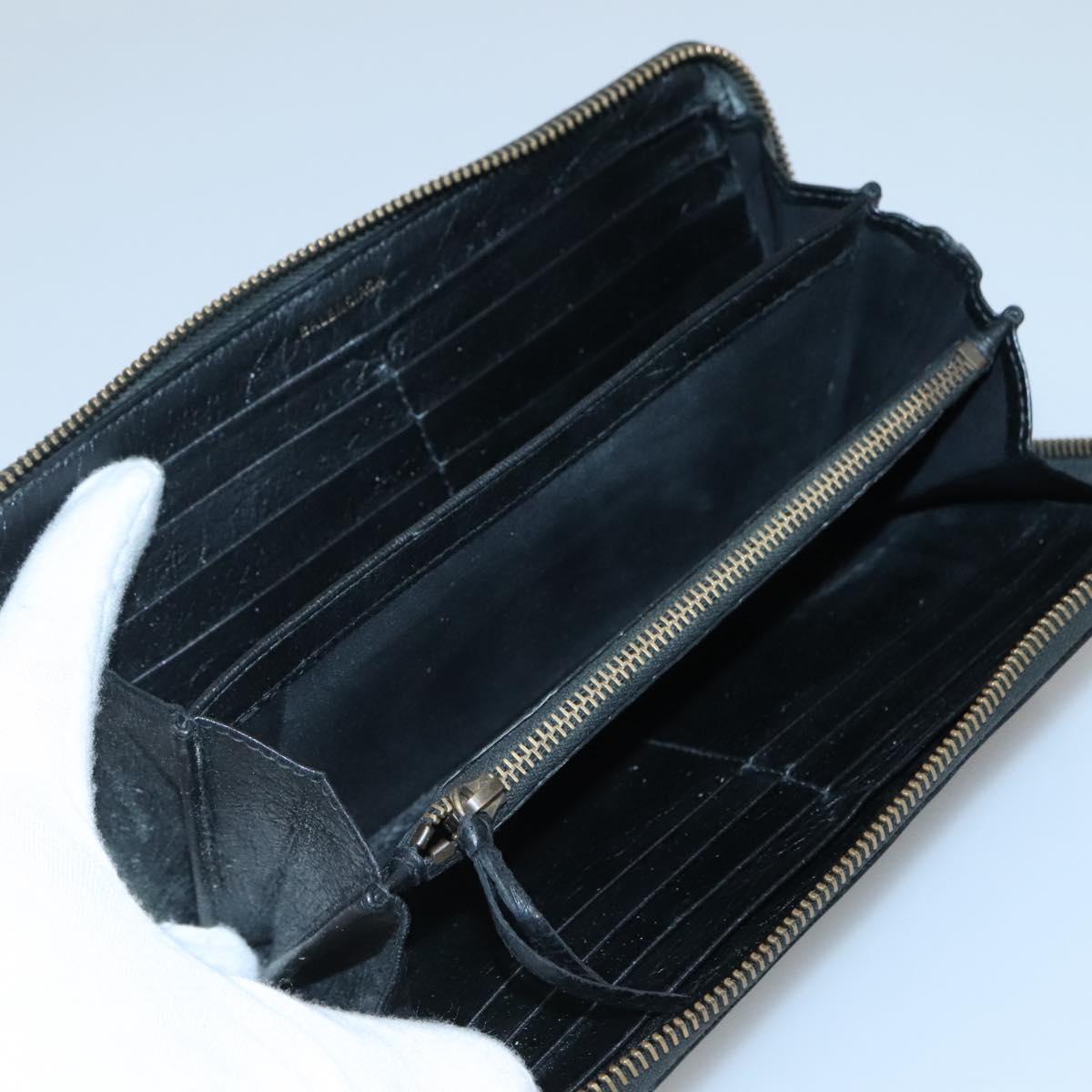 BALENCIAGA Wallet Leather Black Gold 253036 Auth bs29147