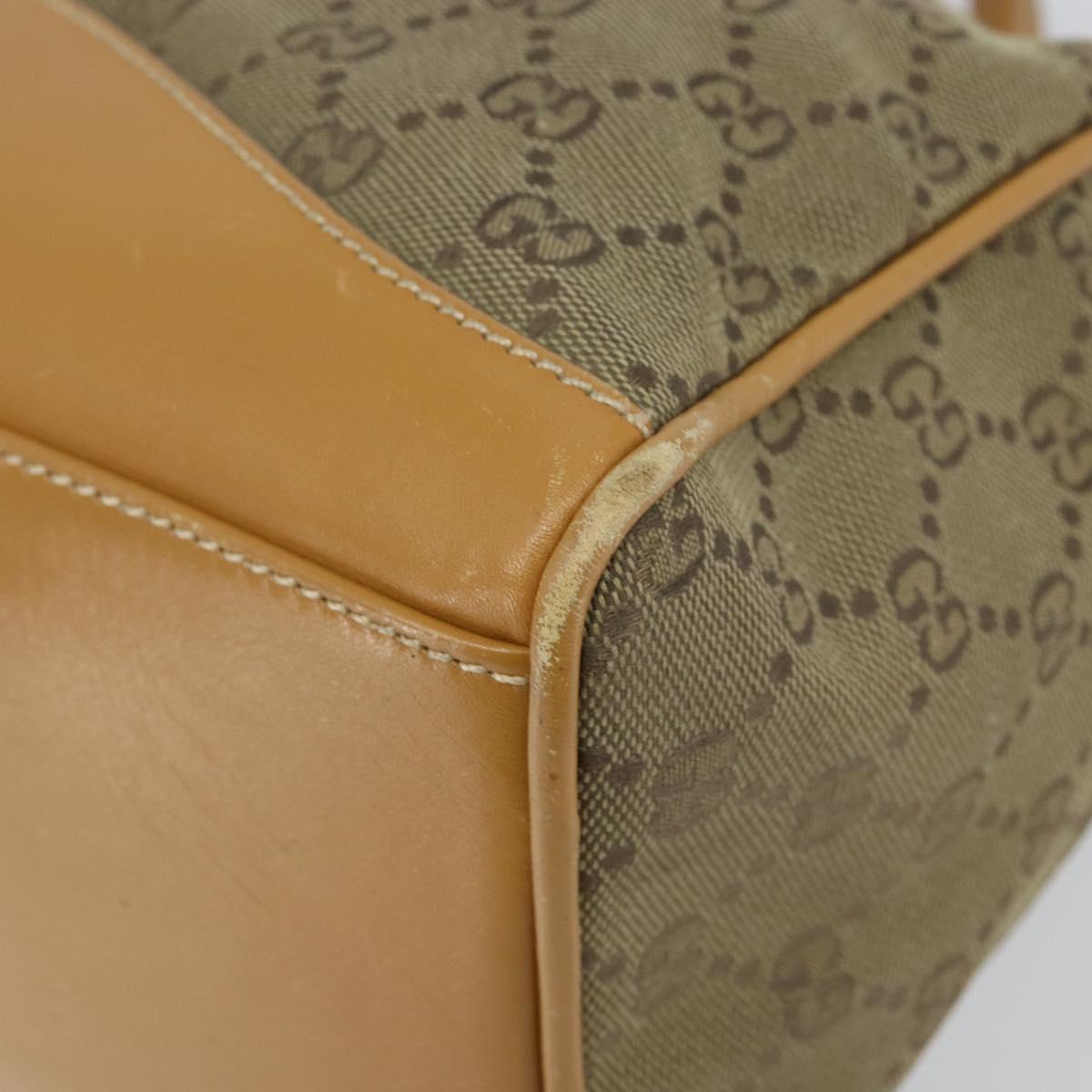 GUCCI GG Canvas Boston Bag Beige Gold Auth bs29152