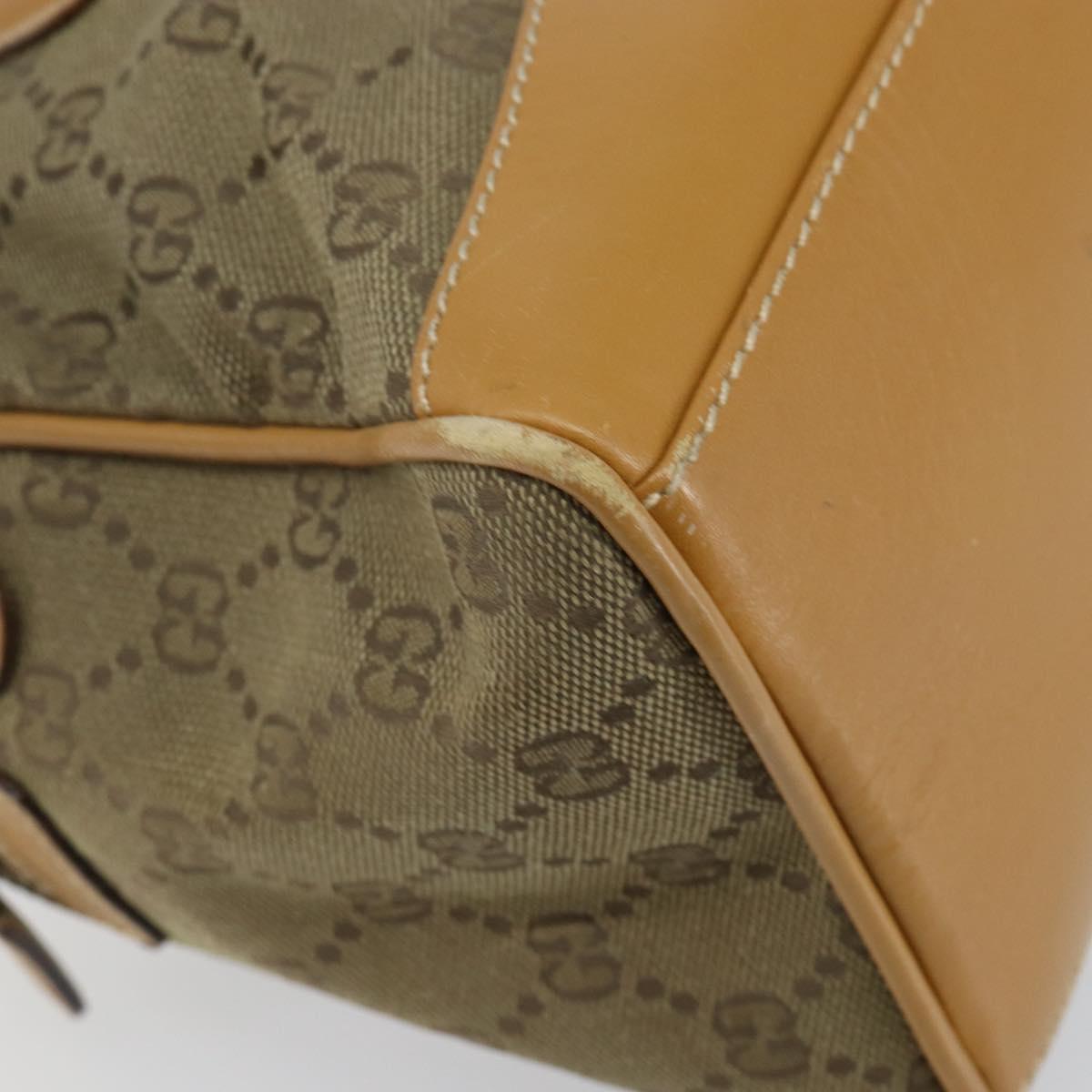 GUCCI GG Canvas Boston Bag Beige Gold Auth bs29152