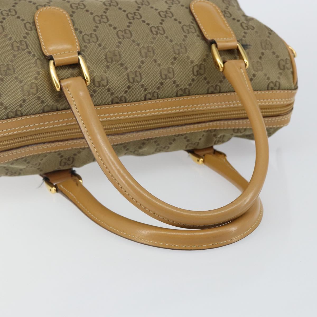 GUCCI GG Canvas Boston Bag Beige Gold Auth bs29152