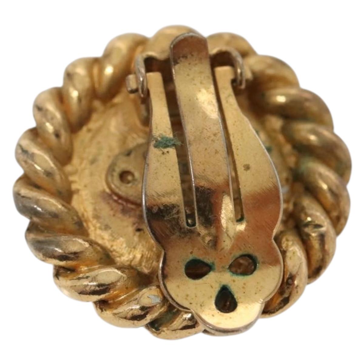 CHANEL Earring metal Gold CC Auth bs29157