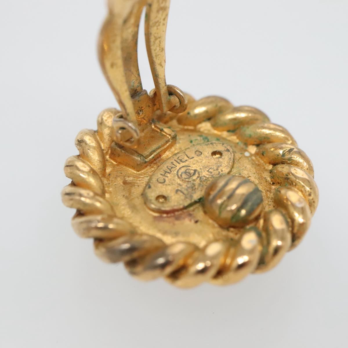 CHANEL Earring metal Gold CC Auth bs29157