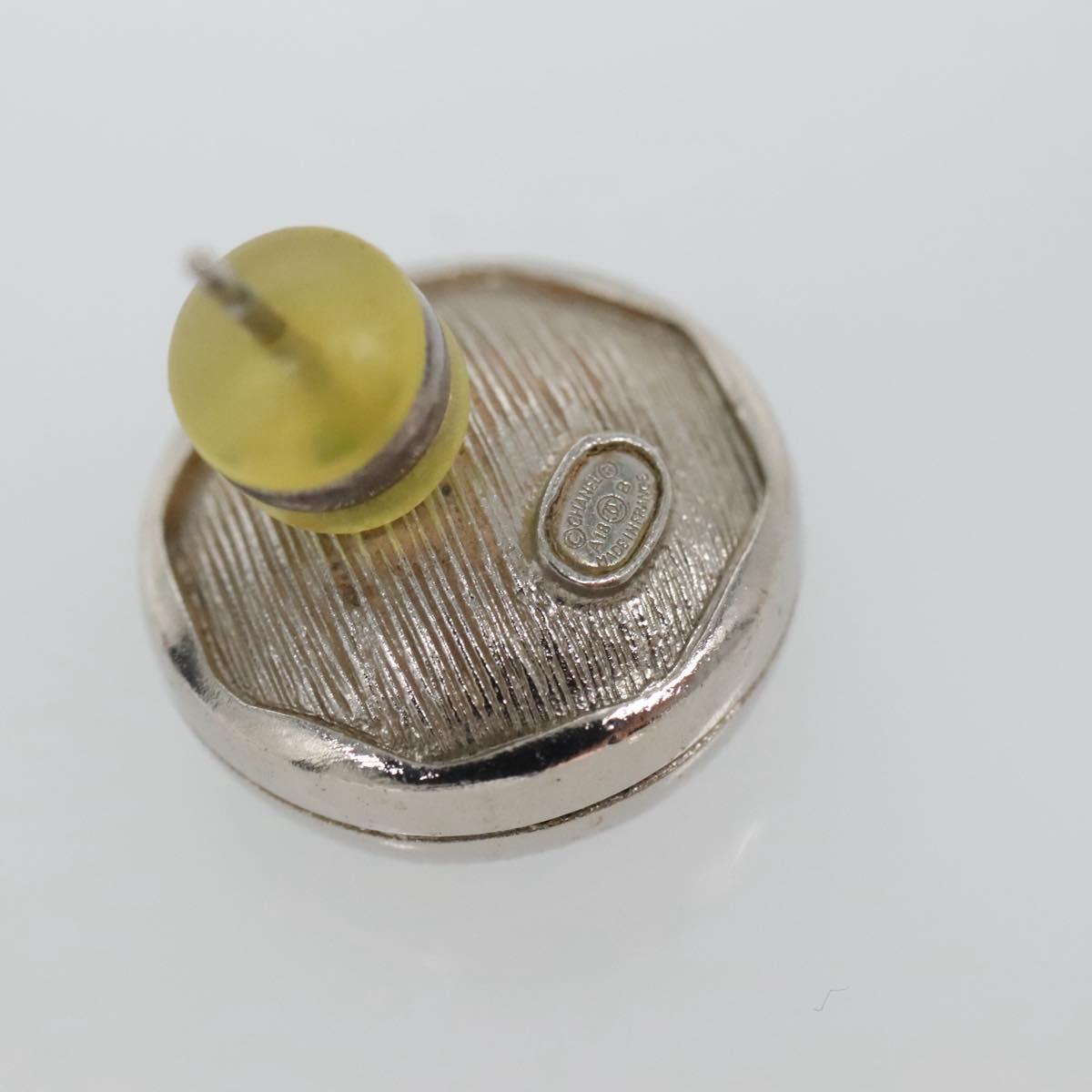 CHANEL Pierce Earring metal Silver CC Auth bs29158