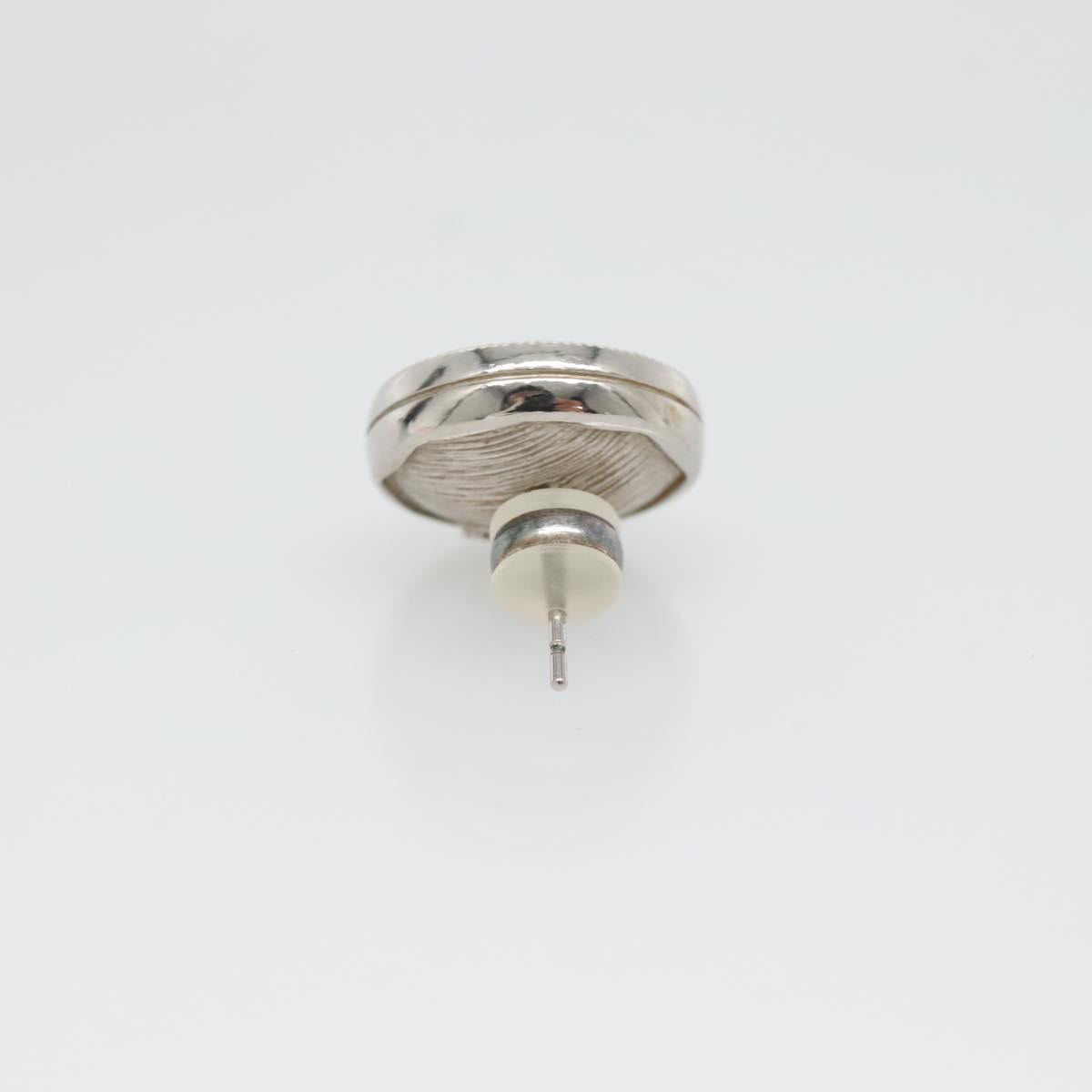 CHANEL Pierce Earring metal Silver CC Auth bs29158