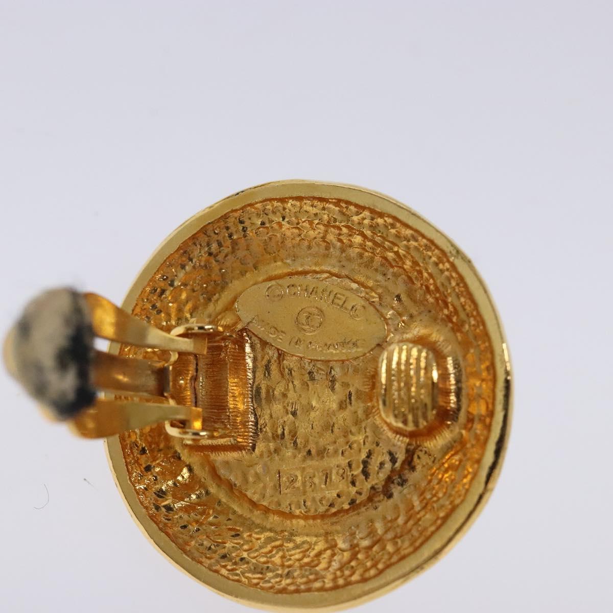 CHANEL Earring metal Gold CC Auth bs29160